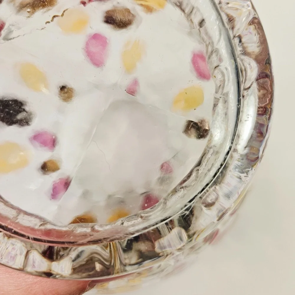 Unbranded‎ Home Clear Pink Gold Metallic Polka Dot Glass Thumbprint Vase Medium